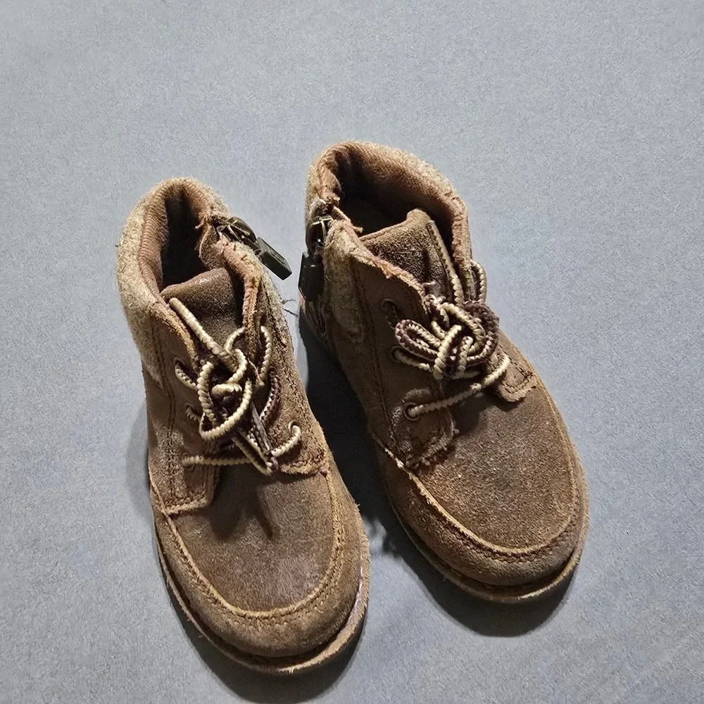 UGG Butte II Ankle Boots Kids Size 7 Brown Leather Suede Wool Trim 1008001T